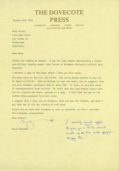 Item #63-5289 TLS David Burnett to Herb Yellin, January 26, 1983. RE: A Short History Of Lyme...