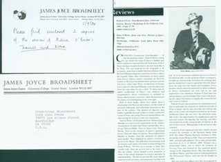 Item #63-5314 James Joyce Broadsheet MS Note "Please find enclosed 2 copies of the review of Edna...