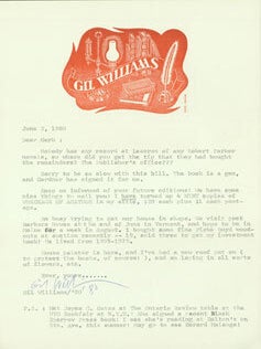 Item #63-5331 TLS Gil Williams to Herb Yellin, November 4, 1991. RE: Updike. Gil Williams, Boyd...