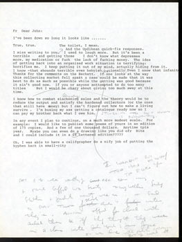 Item #63-5332 Draft of letter from Herb Yellin to John Updike, with MS response from Updike...