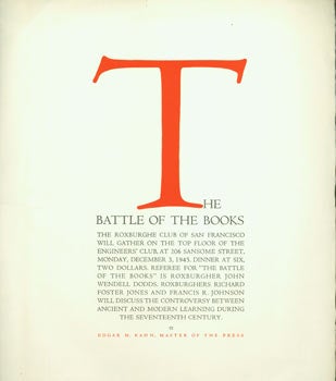 Roxburghe Club of San Francisco; Edgar Kahn; Colonel Carroll T. Harris; Jonathan Swift - The Battle of the Books