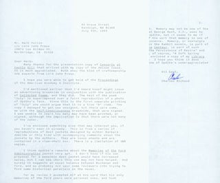 Item #63-5493 TLS Charles Michaud to Herb Yellin, July 4, 1993. RE: John Updike. Charles Michaud,...