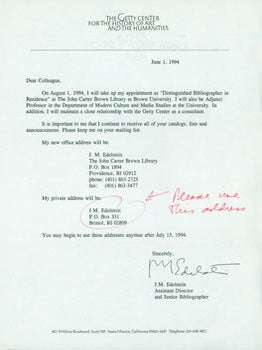 Item #63-5501 TLS form letter J. M. Edelstein to Herb Yellin (addressed as "Colleague"), June 1,...