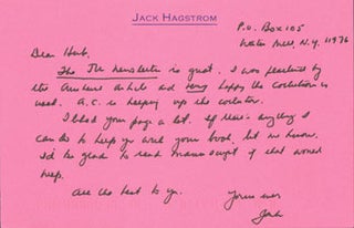 Item #63-5508 ALS Jack Hagstrom to Herb Yellin, October 31, 1992. RE: John Updike. Jack Hagstrom