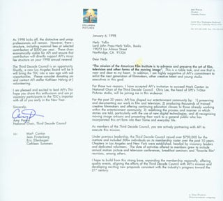 Item #63-5515 TLS Amy Pascal to Herb Yellin, Jan. 6, 1998. RE: fundraising form letter on behalf...