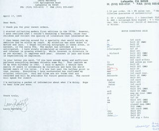 Item #63-5534 TLS Larry Rafferty to Herb Yellin, April 17, 1995. Larry Rafferty