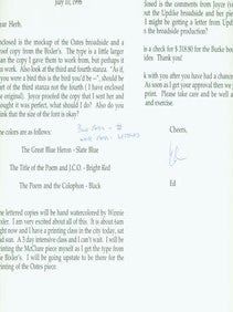 Item #63-5535 TLS from Ed to Herb Yellin, with inked MS notes, July 10, 1998. RE: Joyce Carol...