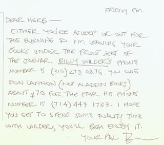 Item #63-5540 ALS Ray Bradbury addressed to Herb Yellin. Includes Billy Wilder's phone number,...