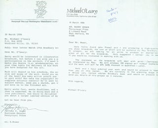 Item #63-5541 Copy of TLS Michael O'Leary to Barry Moser (Pennyroyal Press) with MS signed note...