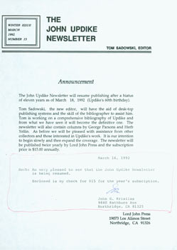 Item #63-5555 TLS John G. Krisilas to Herb Yellin, March 16, 1992, on fax announcing the...