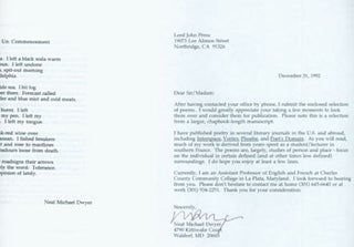 Item #63-5585 TLS Cover Letter Neal Michael Dwyer to Herb Yellin, December 31, 1992. along with...