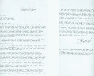 Item #63-5590 TLS Charles Michaud to Herb Yellin, RE: John Updike. January 13, 1993. Charles...