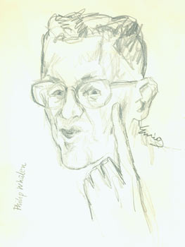 Item #63-5621 Philip Whalen. Pencil Sketch. Signed by Artist & Subject. Eurig?, San Francisco...