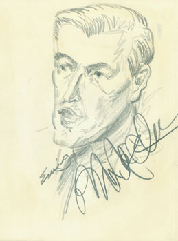 Item #63-5624 [Michael McClure]. Pencil Sketch. Signed by Artist & Subject. Eurig?, San Francisco...