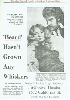 Item #63-5628 'Beard' Hasn't Grown Any Whiskers. Firehouse Theater, Magic Theater, Michael McClure, Wesley Tanner, San Francisco 1572 California, CA, printer.
