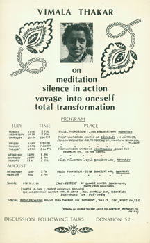 Item #63-5638 Vimala Thakar On Meditation, Silence In Action, Voyage Into Oneself, Total...