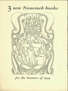 Item #63-5664 3 New Nonesuch Books 1934. Nonesuch Press