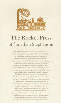 Item #63-5692 The Rocket Press of Jonathan Stephenson. One of 350 copies. John R. Smith, Edward...