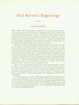 Item #63-5696 Prospectus for Paul Revere's Engravings. (This is the Prospectus for a book, not...