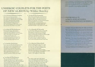 Item #63-5718 Unheroic Couplets For the Poets of New Albion. Broadside Number Two: April 8th,...