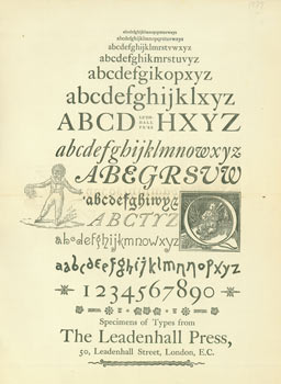 Item #63-5725 Specimens Of Types from The Leadenhall Press, 50 Leadenhall Street, London E. C....