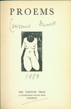 Item #63-5809 Proems. Original First Edition Signed by Durrell on title page. Lawrence Durrell,...