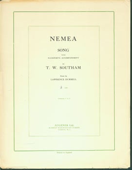 Item #63-5843 Nemea. Song With Pianoforte Accompaniment. T. Wallace Southam, Lawrence Durrell