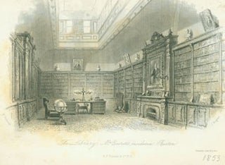 Item #63-5872 Engraving. The Library: Mr. Everett's Residence, Boston. J. Rogers, H. Billings,...
