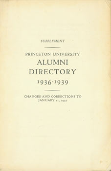 Item #63-5944 Princeton University Alumni Directory, 1936 - 1939. Changes & Corrections to...