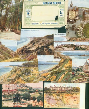 Item #63-5954 Picturesque Bournemouth. 8 Water Color Post Cards. Sydenham & Co., Pier Approach, Bournemouth. Series B. Salmon Series. London, Tunbridge Wells.