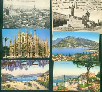 Item #63-5981 Vintage Postcards of Italy (8). Enrico Verdesi, Brunner, Co, Trans World Airlines, Co., Roma, Italy Como, NY.