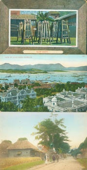 Item #63-5983 Vintage Postcards From Hong Kong: Slow Death, Cages in which criminals are suspended by neck and wrists till dead; View of Hong Kong Harbour; rural scene. C. Piens, Hong Kong Kowloon.