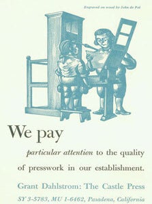 Item #63-6108 We Pay Particular Attention to the Quality of Presswork in our Establishment. Grant...