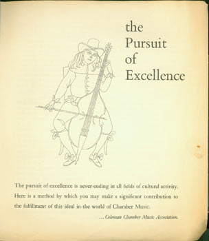 Item #63-6122 The Pursuit Of Excellence. Coleman Chamber Music Association Brochure. Castle Press...