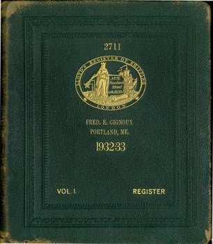 Item #63-6143 Lloyd's Register Of Shipping. United With the Underwriter's Registry for Iron Vessels in 1885. From 1st July, 1932, to the 30th June, 1933. Vol. I. Steamers and Motorships, Sailing Vessels, Trawlers and other Fishing Vessels, also List Of Ship Owners, &c. Includes details of ships, including cargo, size & weight of ships, departure and arrival times hand-stamped in columns and other shipping information. Lloyd's Of London, Fred E. Gignoux, Maine Portland.