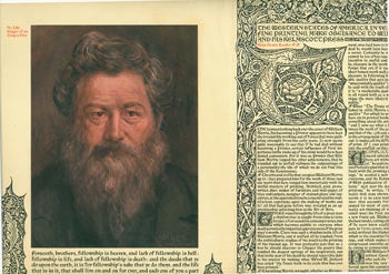 Item #63-6177 A Morris Keepsake. The Western States of America, in veneration for fine printing, make obeisance to William Morris and his Kelmscott Press. The portrait of Morris was specially painted by Henry Raschen. Text by Edward F. O'Day. This keepsake is sent out by the Zellerbach Paper Company to the friends and patrons of their House. Printed by John Henry Nash. Henry Raschen, John Henry Nash, Zellerbach Paper Company, Edward O'Day.