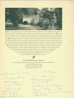 Item #63-6196 Three Score Years And Ten, Sir, Are Yours Today. Said to Philip Baldwin Bekeart in...