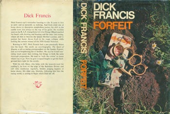 Item #63-6290 Forfeit. Dust Jacket for First Edition, price (25s net) on flap inside cover. Dick Francis, Ann Forshaw, jacket design.