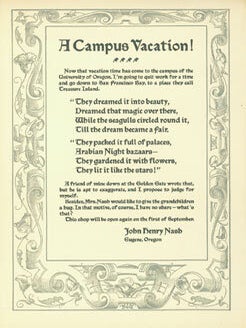 Item #63-6331 A Campus Vacation! John Henry Nash, printer