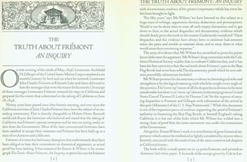 Item #63-6336 The Truth About Fremont: An Inquiry By Ernest A. Wiltsee. (This is the Prospectus for a book, not the book itself). John Henry Nash, printer.