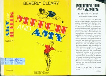 Item #63-6459 Dust Jacket for Mitch And Amy, corner clipped with price $3.56 & code 008-0012 on flap. Original First Edition. Beverly Cleary.