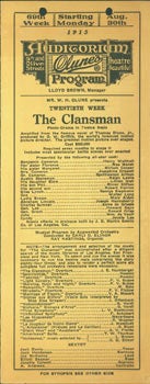 Item #63-6475 The Clansman. Photo-Drama in Twelve Reels. Amplified from the famous novel of...