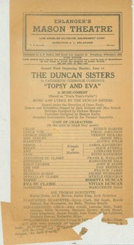 Item #63-6495 Topsy And Eva, a Music-Comedy, Based on Uncle Tom's Cabin, June 14, [1924]....