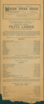 Item #63-6496 Fritz Leiber, In the Plays of William Shakespeare, February 5, 1923. Mason Opera...