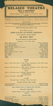 Item #63-6498 James Gleason and Robert Armstrong in an American Comedy Entitled Is Zat So? March 7, 1927. Belasco Theatre, Los Angeles.