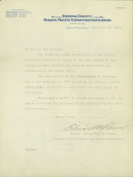 Item #63-6542 TLS Edward H. Brown to Ellis A. Davis. Re: Commercial Encyclopedia of the Pacific...