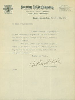 Item #63-6552 TLS Arthur S. Crites to Ellis A. Davis. Re: Commercial Encyclopedia of the Pacific...