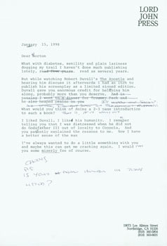 Item #63-6581 Drafts of letter by Herb Yellin to Horton Foote. RE: Robert Duvall book project....