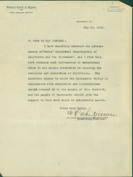 Item #63-6598 TLS N. P. Chipman, District Court of Appeal, May 23, 1914. RE: Ellis A. Davis'...