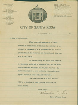 Item #63-6621 TLS Mayor Charles E. Lee (Santa Rosa, CA). Re: Commercial Encyclopedia of the...
